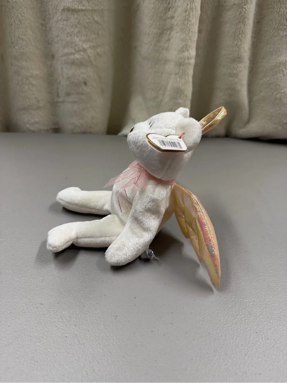 White Plush Angel Bear with Iridescent Wings - Picture 2 of 5